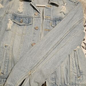 Light Wash Distressed Denim Jacket